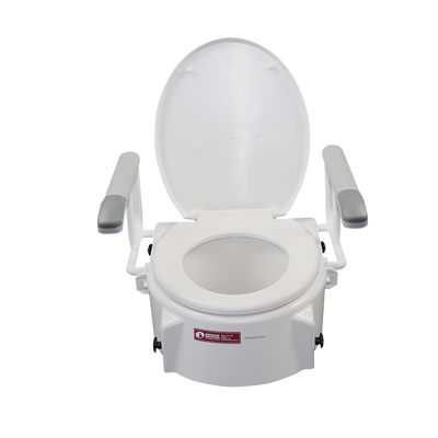 X214 Toilet Seat Raiser With Arms Adjustable Height - Front View